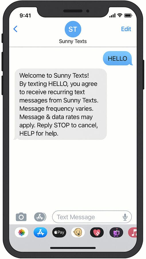 Sunny Texts SMS opt-in example